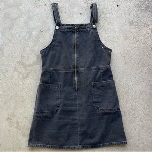 American Eagle Outfitters Black Denim Overall Mini Dress